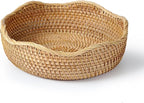 10.2” Fruit Basket, Wicker Basket Rattan Fruit Bowls, Small Decorative Bread Baskets, Handwoven Storage Basket, Natural Woven Serving Bowls Kitchen Counter Organizing Dining Room Snack Vegetable