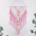 HVEST Pink Macrame Wall Hanging Woven Boho Wall Art Handmade Woven Tassel Tapestry, Bohemian Home Decor for Bedroom Living Room Apartment Nursery Backdrop