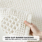 MIULEE Set of 2 Waffle Bathroom Rugs, Boho Bath Rugs Non Slip Washable, Super Absorbent Bath Mats, Ultra Soft Rubber Backed Shower Mats for Bathroom Floor, Tub and Shower, White, 18x30 Inch