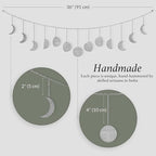 BASE ROOTS Moon Phase Wall Decor, Silver Wall Decor for Bedroom & Living Room, Bohemian Wall Decor, Handmade Hammered Metal 36" 13 Phases Moon Wall Decor, Celestial Wall Art, Gift for Women & Kids