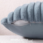 Pallene Faux Fur Plush Throw Pillow Covers 24x24 Set of 2, Luxury Soft Fluffy Striped Decorative Pillow Covers for Sofa, Couch, Living Room, Blue Grey