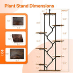 Bstrip 8-Tier Plant Stand with Grow Light, 57 Inch Indoor Plant Shelf, Decor Flower Stand for Living Room & Patio, Rust-Resistant Pipes & Waterproof MDF Boards