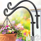 Hanging Plant Brackets Outdoor: 2 Pack 12 Inch Metal Plant Hangers Wall Hooks - Can Hold 50 Lbs Heavy Duty Outdoor Hooks for Hanging Bird Feeders, Flower Baskets, Lanterns, Wind Chimes