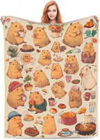 Capybaras Throw Blanket Soft Flannel Blanket 60"x50" in Bed Blanket Home Decor for Room Sofa Couch All Season