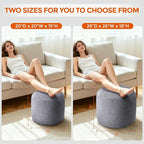 Pouf Ottoman Foot Rest, Comfortable & Soft, Round Footstool for Living Room, Bedroom, Office, Room Decoration, Corduroy Foot Stool Pouf with Odorless & Anti-Clump Filling, Small Dark Grey