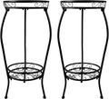 Metal Plant Stand 2 Tier Indoor Outdoor, 2 Pack Tall Flower Pot Shelf Rustproof Stable Heavy Duty Corner Stand, 28 inch Multiple Plant Display Rack for Living Room Patio Balcony Garden
