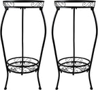 Metal Plant Stand 2 Tier Indoor Outdoor, 2 Pack Tall Flower Pot Shelf Rustproof Stable Heavy Duty Corner Stand, 28 inch Multiple Plant Display Rack for Living Room Patio Balcony Garden