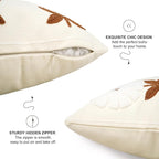 Merrycolor Boho Decorative Throw Pillow Covers 18x18 Embroidered Brown Flower Pillow Covers Textured Square Cushion Case Farmhouse Pillow Covers for Couch Bed,1PC, Beige