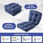 Outdoor Chair Cushions Set of 4, Patio Chair Cushions with Ties, 19x19+5” Tufted Outdoor Seat Cushions, Waterproof Patio Furniture Cushions, Outdoor Dining Chair Pads, Navy