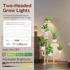 Corner Plant Stand with Grow Light - 6 Tier Plant Stand Indoor Round Metal Plant Shelf with Adjustable Light, Plant Organizer for Living Room, Graden, Home Decor (Maple)