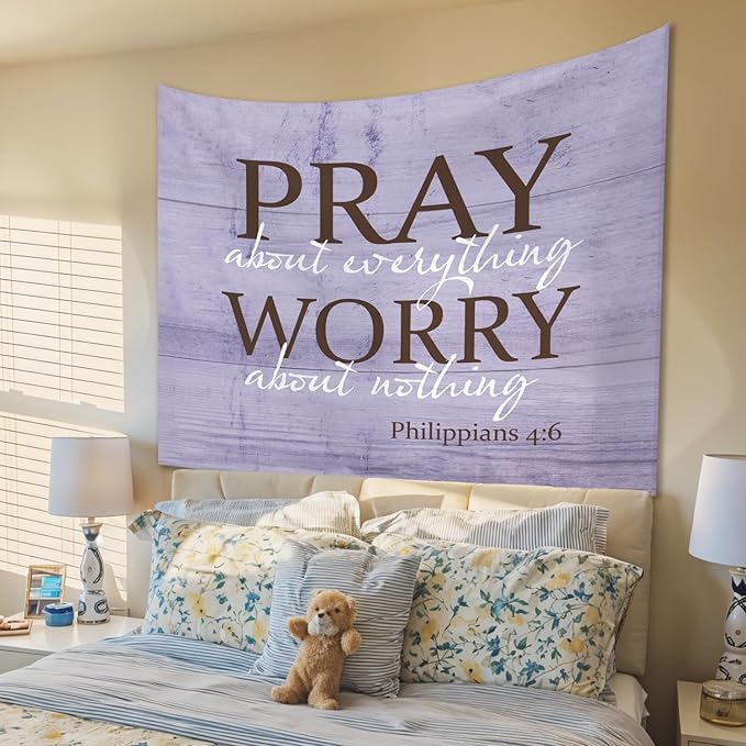 STHTTSW Christian Tapestry, Bible Verse Pray Tapestries Wall Blanket, Religious Scripture Wall Hanging Decor for Church Prayer Room Home Office, 50x60 Inch