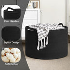 Goodpick Large Storage Basket, 23.5'' x 15.8'' Woven Storage Baskets, Cotton Rope Toy Storage for Kids Decorative Laundry for Home, Perfect for Living Room, 115L Black