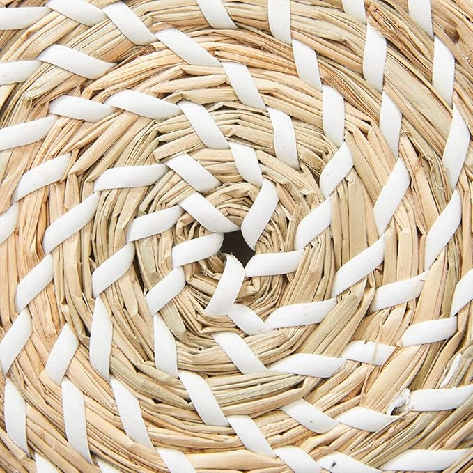 Set of 3 Seagrass Woven Round Wicker Basket Storage Bread Chip Snack Bowl - Braided Handwoven Natural Holder, weave seagrass container,Vintage Jar Bathroom Kitchen Storage