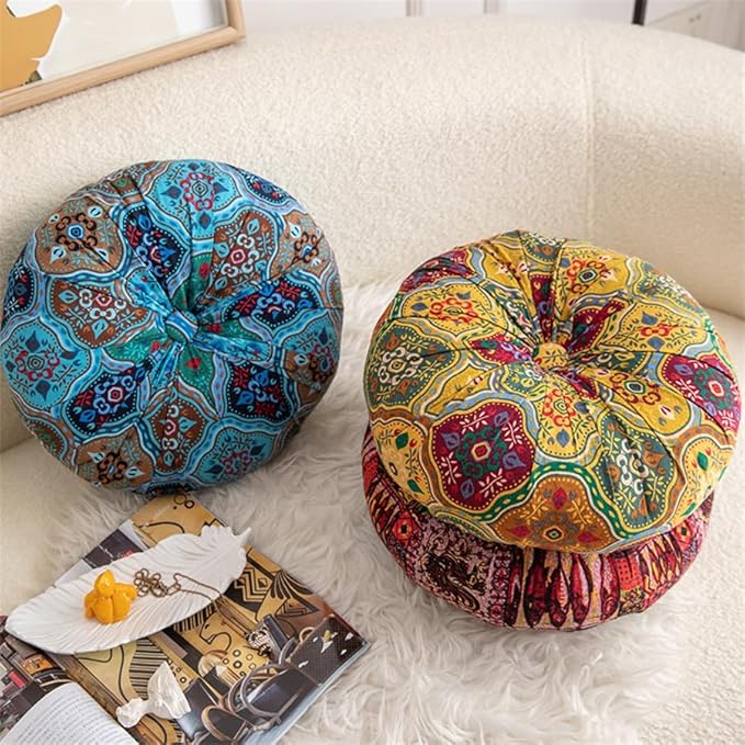 Bohemian Style D, 15.74x15.74inch, 1 Piece Thickened Comfort Design Soft Support for Floor, Chair & Home Decor