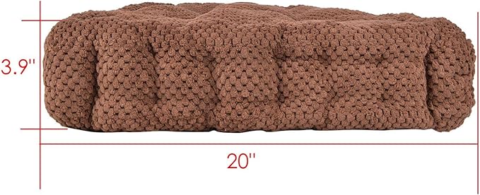 ChezMax Floor Pillow & Cushion, Large Meditation Chair Cushion, Thick Square Seat Pad, Soft Velvet Tufted Seating Pouf for Indoor/Outdoor Yoga Bench Rocking Chair Room Tatami Sofa, Coffee 20"x20"