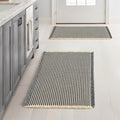 MIULEE Set of 2 Waffle Bathroom Rugs, Boho Bath Rugs Non Slip Washable, Super Absorbent Bath Mats, Ultra Soft Rubber Backed Shower Mats for Bathroom Floor, Tub, Dark Grey & Yellow, 17x24 Inch