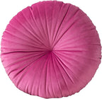 HLOVME Round Pillow Cushion for Couch Velvet Decorative Small Throw Pillow Solid Color for Living Room Bed Floor 15.7”, Hot Pink