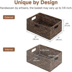 Storageworks Storage Baskets for Shelves, Wicker Shelf Baskets for Organizing, Large Basket with Handles, Storage Basket for Toy, Pantry Organizers, Water Hyacinth