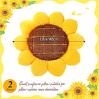 Coume 2 Pieces 3D Sunflower Flower Floor Pillow Seating Cushion Mat Sunflower Shaped Throw Pillow Yellow Chair Pads Decorative Plush for Bed Car Chair Sofa Office Gifts(19 Inch)