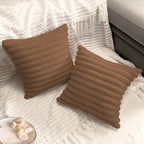 2 Pack 22x22 Pillow Cover Velvet Pillow Covers, Faux Fur Square Throw Pillow Covers for Living Room Decorations Throw Pillow Case, Throw Pillow Cover Cushion Cover for Sofa Bedroom Car, Brown