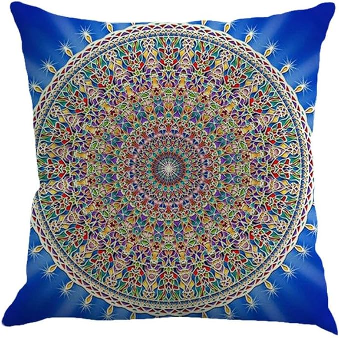 Jartinle Set of 4 Retro Floral Mandala Compass Medallion Bohemian Pillow Covers Boho Decor Hippie Throw Pillows Decorative for Sofa Couch 18 x 18