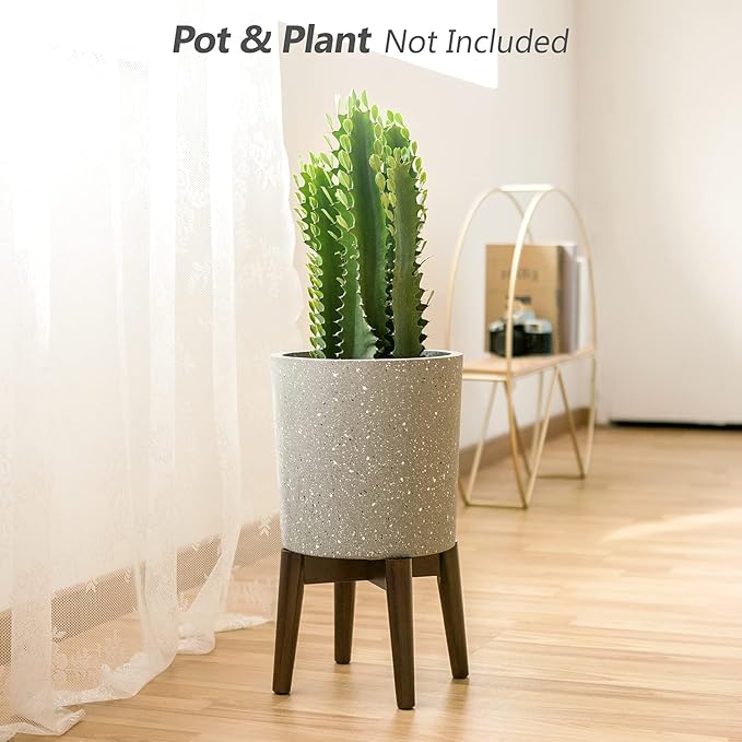 Mkono Plant Stand Mid-Century Modern Plant Stand Indoor (Plant and Pot NOT Included) Flower Pot Holder Home Decor, Dark Brown