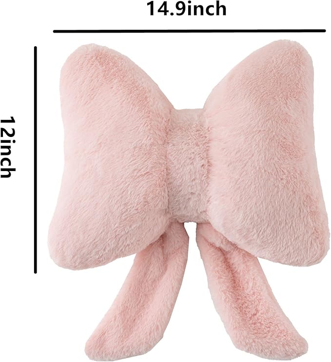 Bow Pillow Throw Pillows Butterfly Shaped Decorative Cute Pillows for Bed Sofa Cute Home Decor,Pink 14.5 * 12inch