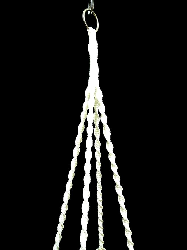 4 Legs Polypropylene Fiber Rope Macrame Plant Hanger Hanging Planter Holders Black& White Color, 48-inches for 10-12" Pot (White)