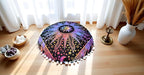 CRAFT KALA 22" Bohemian Floor Pillow Pouf Cover Mandala Boho Large Round Meditation Room Pillow Covers for Adults Seating Poufs Cushion Cover for Kids Playroom Multi Purple Burning Sun
