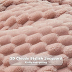 NEWCOSPLAY Super Soft Throw Blanket Pink Premium Silky Flannel Fleece 3D Clouds Stylish Jacquard Lightweight Bed Blanket All Season Use 350GSM (Pink, Throw(50"x60"))