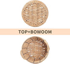 Round Wicker Storage Basket, Woven Large Water Hyacinth Bin with Handles, 12''x 7''