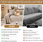 ROOMLIFE Boho Khaki Couch Covers for 3 Cushion Sofa, Couch Cover Sectional Sofa Cover for Dog, Washable Furniture Sofa Protector Cover Soft Blanket with Tassel for Living Room, 71''X118''