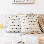Boho Throw Pillow Covers 24x24 Set of 2 Modern Farmhouse Decorative Cushion Case Tufted Square Pillows Cover Neutral Pillow Cases Accent Pillowcase for Sofa,Couch,Bed,Beige and Black