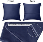 Thmyo 4-Pack 100% Cotton Comfortable Solid Decorative Throw Pillow Case, Square Cushion Cover Pillowcase Sublimation Blank Pillow Covers DIY Throw Pillowcase for Couch(16x16inch/40x40cm,Dark Blue)