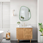 Asymmetrical Mirror for Wall Irregular Wood Frame Modern Unique Wall Mirror Decorative Vanity Bathroom Living Room Bedroom Entryway Hallway Artistic Mirror 20"x16"