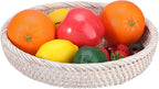 Hipiwe Key Basket Bowl for Entryway 10" Round Woven Wicker Fruit Tray Serving Tray Decorative Storage Organizer for Wallet Cellphone Basket Bowl for Kitchen Living Room, Medium