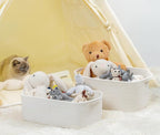 CubesLand Woven Cotton Rope Basket for Laundry, Book, Nursery, Clothes, Shoes, Toys Organizing and Bedroom Home&Living Room Decor, with Durable Handle, Rectangular 14x10x7.08IN White