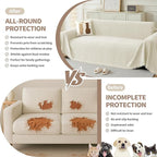 Couch Cover for Dogs, Boho Sofa Covers for 3 Cushion Couch, Chenille Sofa Slipcover for Pets Washable, L-Shape Sectional Couch Loveseat Cover Soft Throw Blankets with Tassels(91x134,Cream)