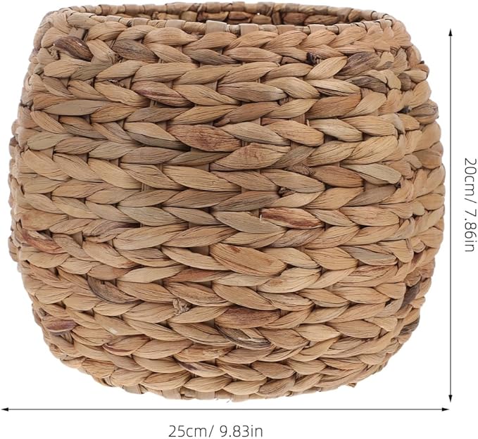 Cabilock Handwoven Hyacinth Planter Basket, Natural Woven Rattan Storage Basket for Small Plants, Eco-Friendly Indoor & Outdoor Decorative Pot Cover for Farmhouse, Boho Home Decor