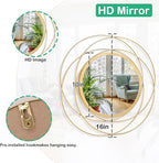 Large Round Mirror with Iron Metal Wire Frame Wall-Mounted Mirror for Home Decorative Living Room Bedroom Bathroom Entryway White 16” x 16”