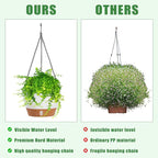 Amyhill 6 Pcs 8 Inch Hanging Planter for Indoor Plants Self Watering Hanging Pot Baskets with Drainage Hole Visible Water Level Tray with Hooks for Garden Outdoor(White)