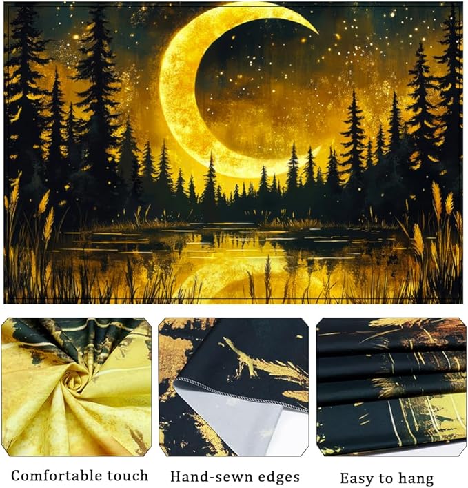 Generleo Galaxy Moon Tapestry Fantasy Forest Tapestries Tree of Life Wall Decor Psychedelic Starry Sky Tapestry Wall Hanging for Bedroom