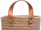 2pack Small Hanging Baskets-Cotton Rope Wall Basket with Handle, Hanging Storage Basket, Shelf Baskets Storage Bin Closet Organizer - 6.3" x 7", Woven Plant Basket (Jute-black)