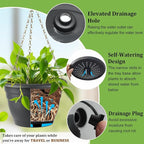Hanging Planters 10 Inch, 4 Pcs Flower Pots with Drainage Hole, Self Watering Hanging Basket for Indoor Outdoor Plants, Decor, Gray