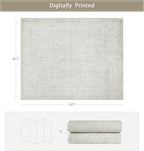 Washable Rugs 8x10 Area Rugs for Living Room,Bedroom,Dining Room- Large Ultra Soft Faux Wool Retro Carpets,Non Slip&Non-Shedding Low Pile Vintage Carpet for Home Office,Concrete Grey