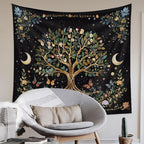 90”x 71” Large Tree of Life Tapestry Wall Hanging Boho Spiritual Wall Tapestry for Bedroom Aesthetic Large Sacred Wall Hangings Tapestries Black Botanical Nature Tapestries Living Room Dorm Decor