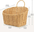 Hanging Wall Basket Handwoven Wicker Basket for Plants, Flowers & Storage, Rustic Farmhouse Wall Decor Organizer, Light Brown Plastic Rattan