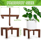 Wenqik 1 Pack 16 Inch Wood Plant Stand Wooden Plant Pot Holder Mid Century Rattan Flower Boho Rustic Stool Holder for Indoor Gardening Patio, Fit 8-18 Inch Pot (Brown)