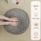 Round Stuffed Pouf Ottoman for Foot Rest, Faux Fur Poufs with Foam Chunk Filling, Storage Ottoman Pouf Foot Stool Cushion, 20 X 15 InchFloor Poufs Foot Rest for Living Room Bedroom Home Decor (Grey)