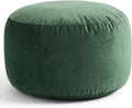 Yookeer Round Velvet Pouf Ottoman 20x12 Inch Green Foot Rest Stool Soft Floor Pouf for Living Room, Bedroom, Decorative Comfortable Home Furniture Accessory